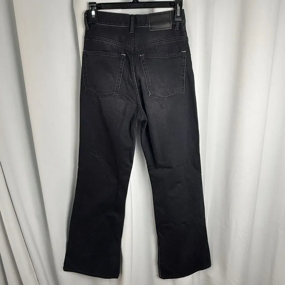 Acne Studios 1990 Washer Out Black Rigid High Waist Loose Bootcut Jeans Sz 27/30